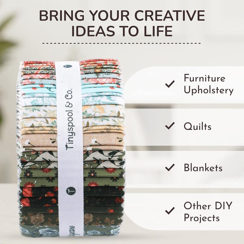 Tinyspool & Co. شرائط قماش جلي رول من Tinyspool & Co. للتطريز، الحرف اليدوية، والخياطة، مجموعة متنوعة من 40 شريط، قطن ناعم للبطانيات، السجاد، التنجيد، ديكور المنزل، وصنع الحقائب، كوتاجكور - Image 3